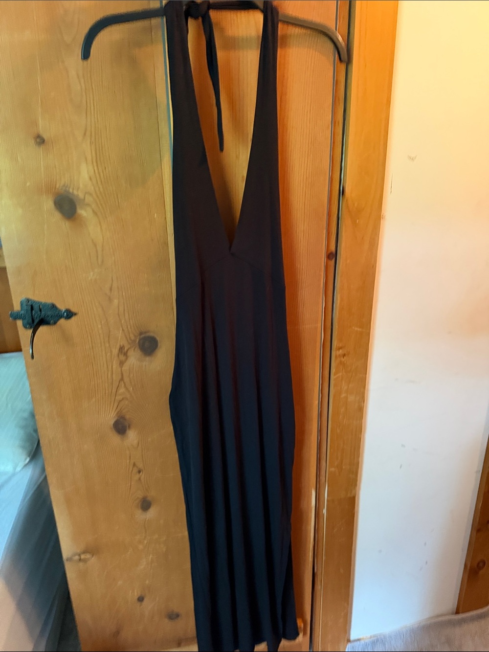 PICS DONT DO IT JUSTICE! Black Halter Maxi Dress - Sleek V-Neck Women's Dress